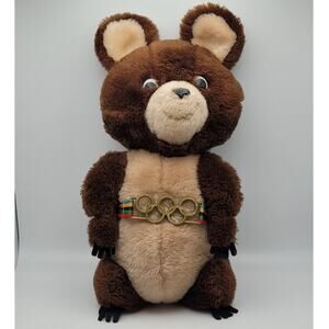 Vintage 1980 Moscow Olympics Games Dakin Plush Brown Bear Misha Official Mascot